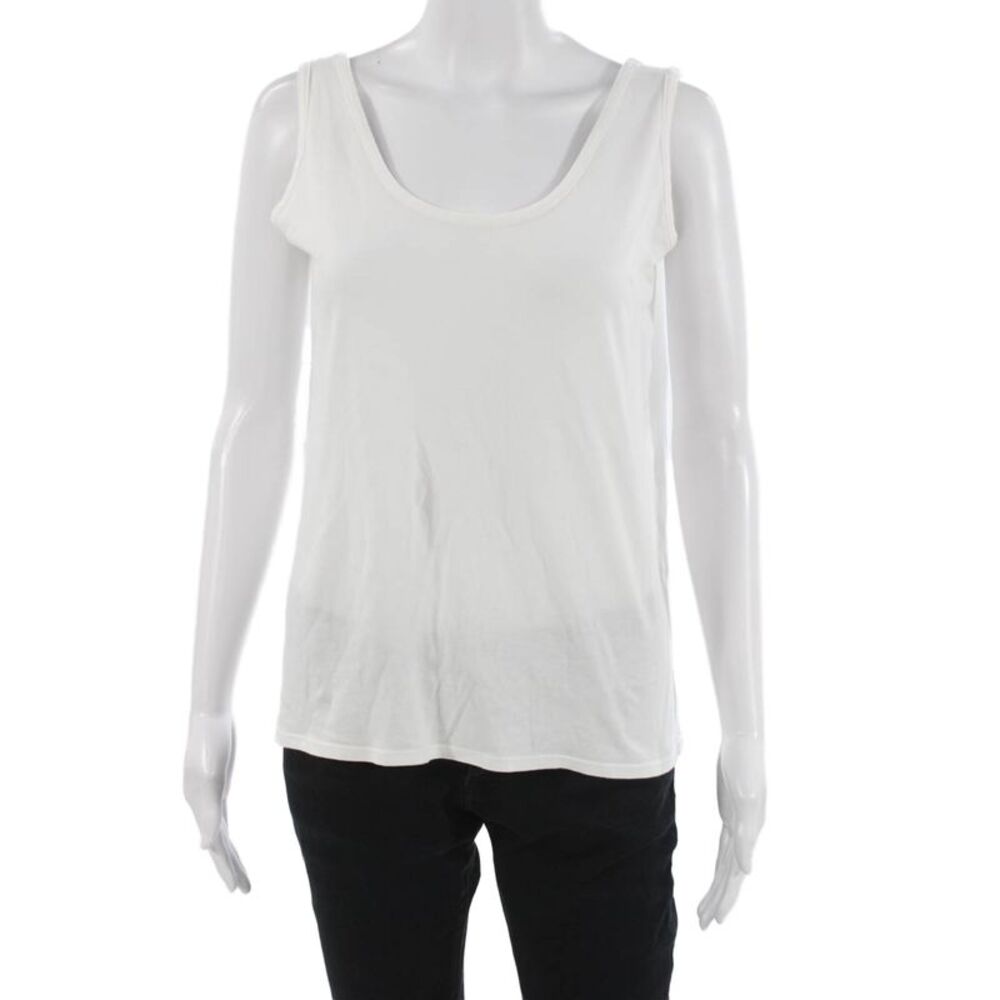 The Row Womens Basic Sleeveless Scoop Neck Cotton Blend Tank White Size M